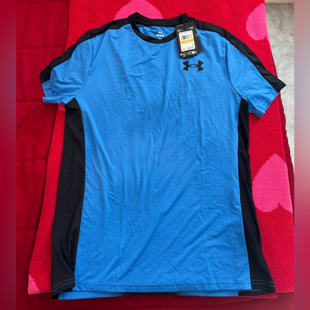 Under Armour Men’s Blue Performance Short Sleeve Tee with Black Panels